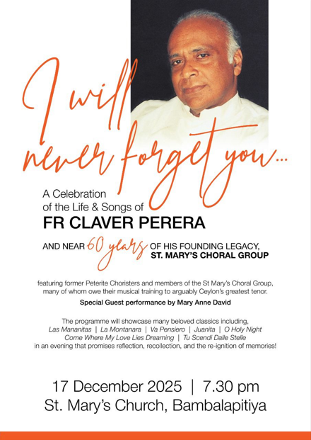 Announcement of Celebration of Fr. Clavers life